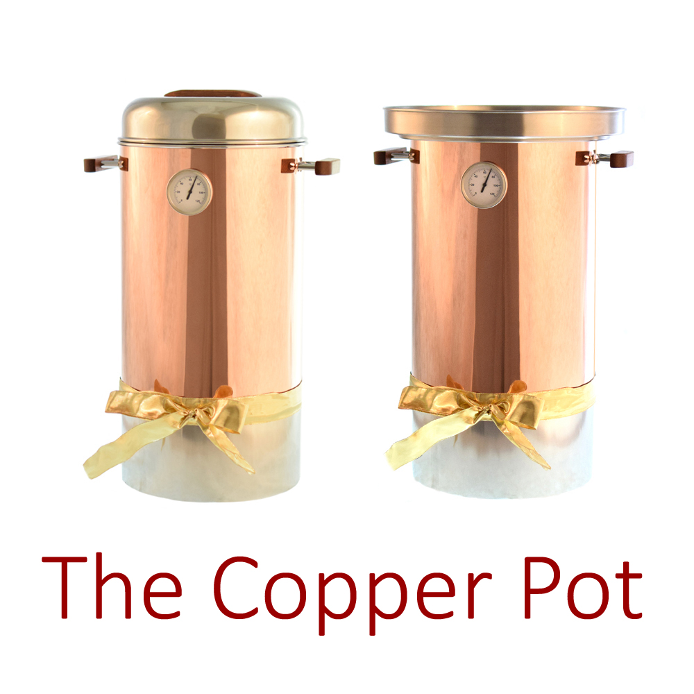 copper pot for heating mulled wine and bone tea broth