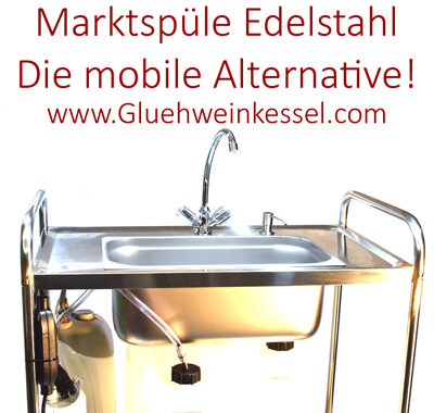 mobile Spüle aus Edelstahl